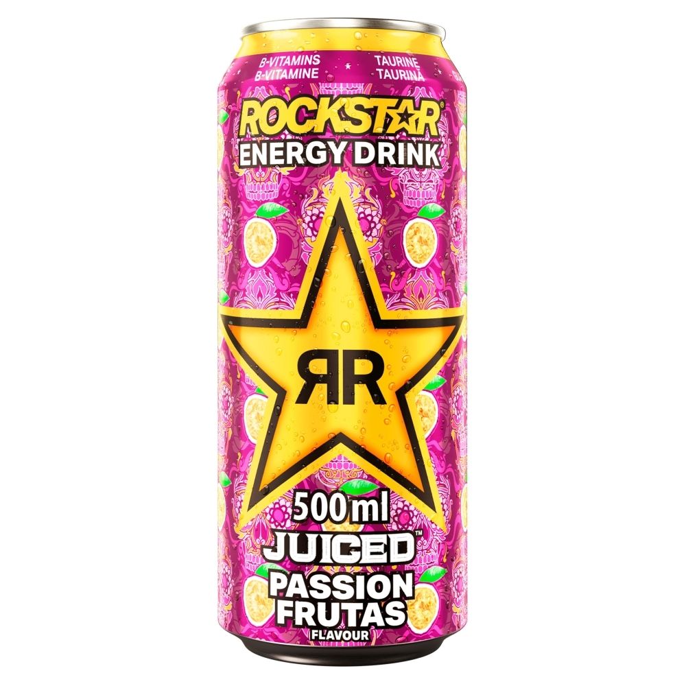 Rockstar Juiced Passion Frutas Gazowany napój energetyzujący o smaku marakui 500 ml