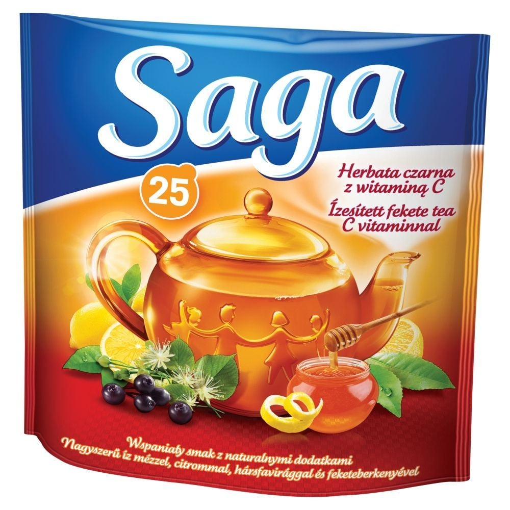 Saga Herbata czarna z witaminą C 42,5 g (25 torebek)