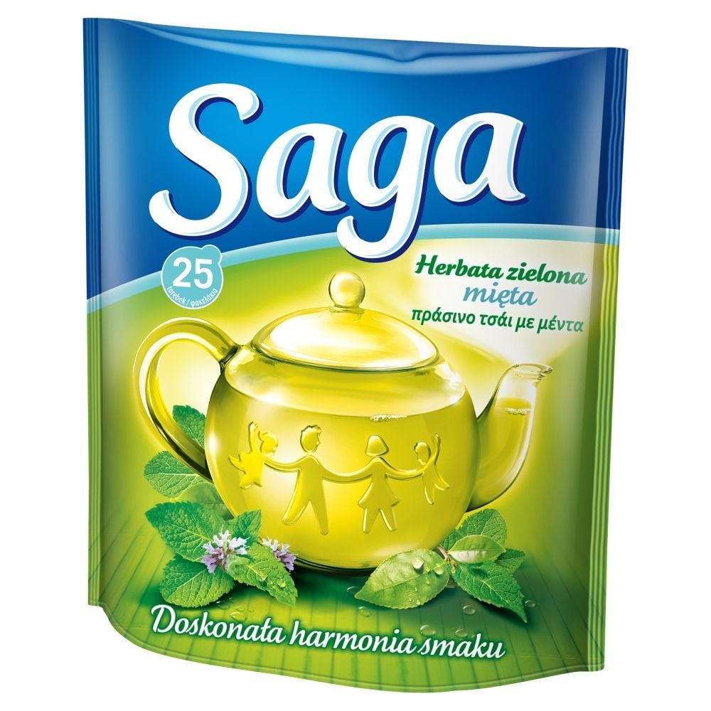 Saga Herbata zielona mięta 32,5 g (25 torebek)