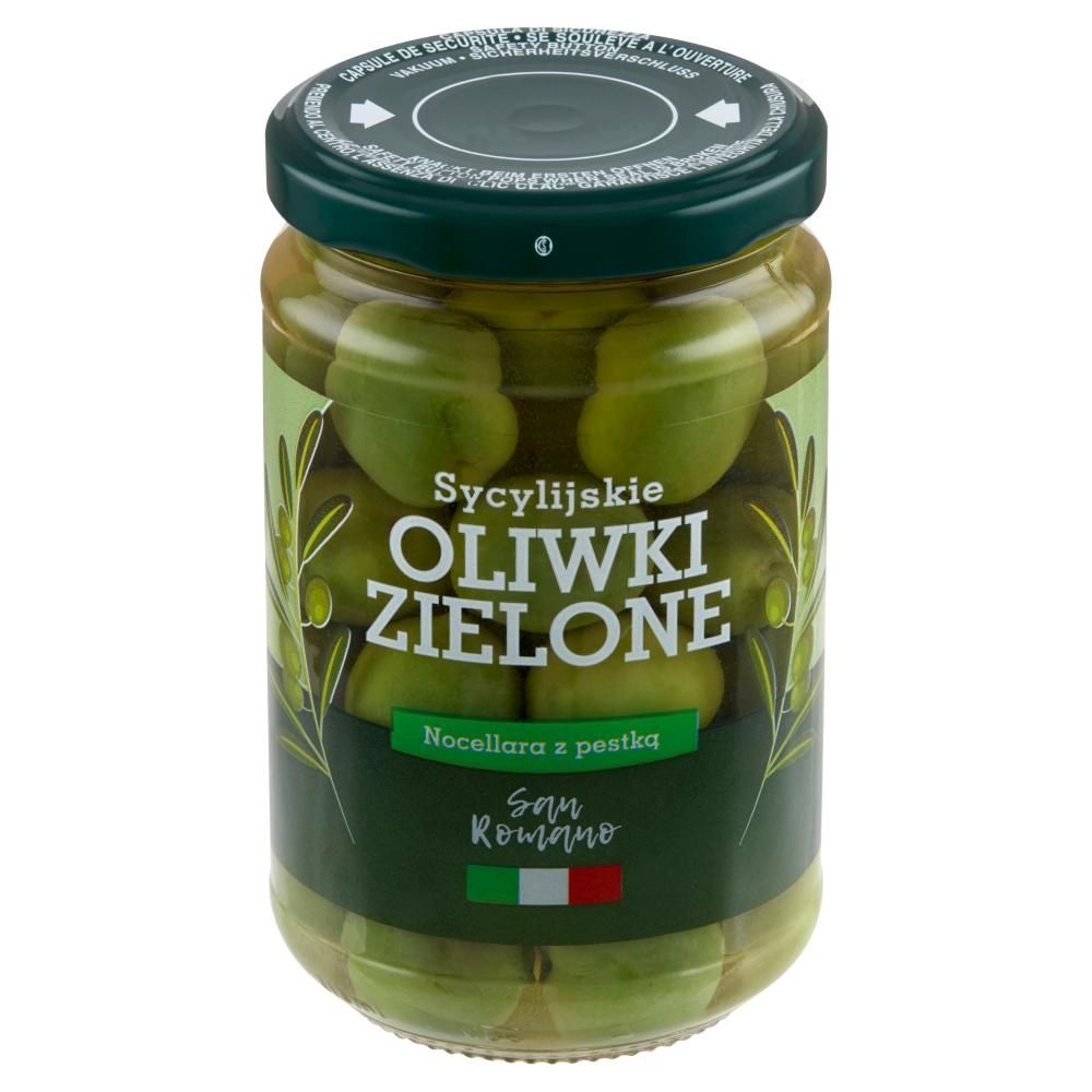 San Romano Sycylijskie oliwki zielone Nocellara z pestką 300 g