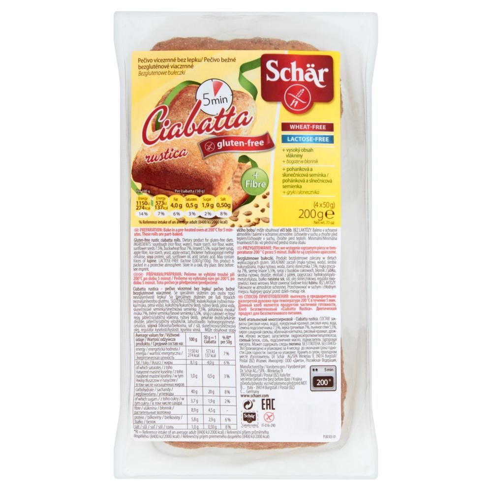 Schär Ciabatta Rustica Bezglutenowe bułeczki 200 g (4 sztuki)