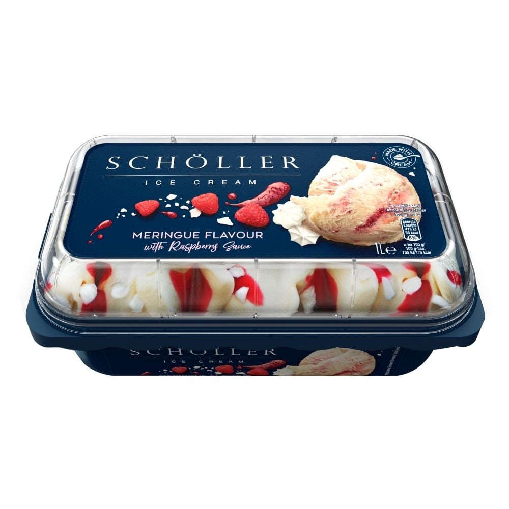 Schöller Lody o smaku bezowym z sosem malinowym i z kawałkami bezy 1 l