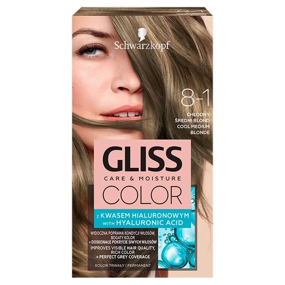 Schwarzkopf Gliss Color Farba do włosów chłodny średni blond 8-1