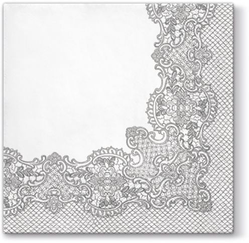 Serwetki PAW Royal Lace Srebrny 33 x 33 cm (20 sztuk) SDL089208