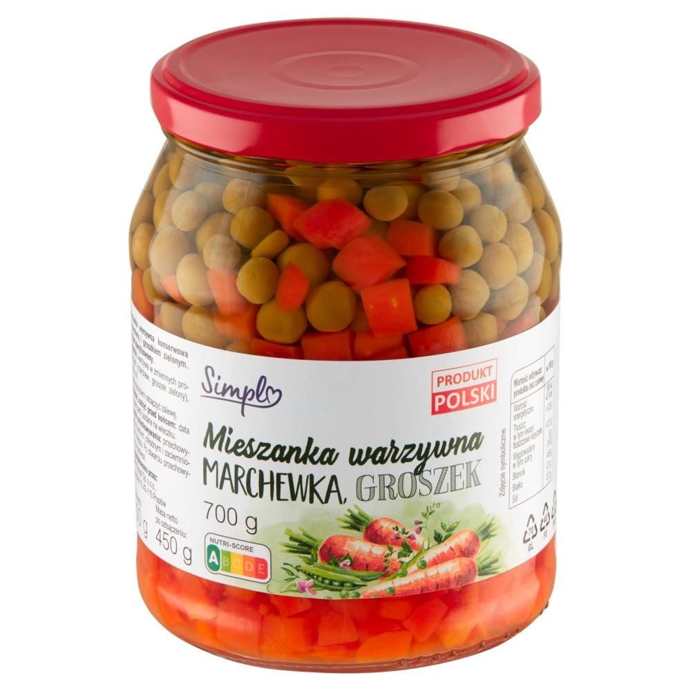 Simpl Mieszanka warzywna marchewka groszek 700 g