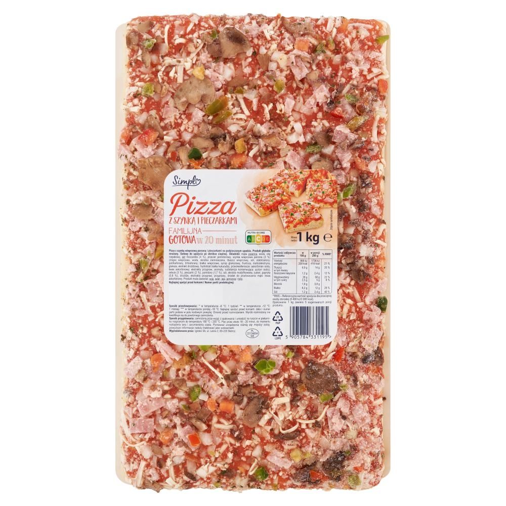 Simpl Pizza z szynką i pieczarkami 1 kg