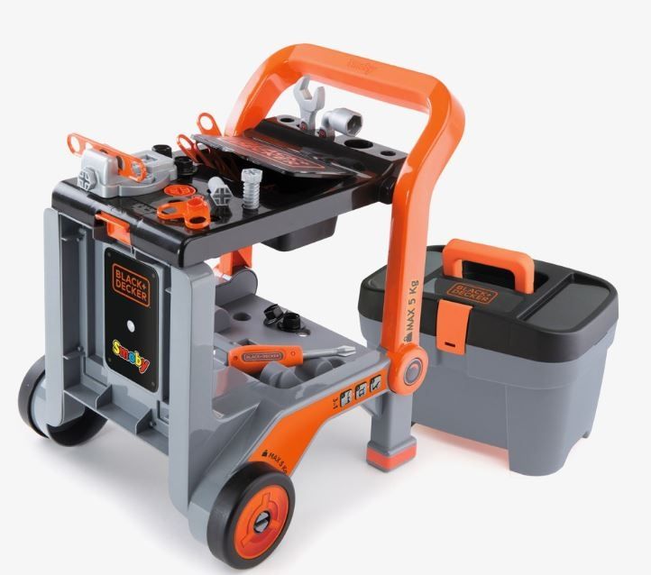 Smoby - Black & Decker Stół majsterkowicza Walizka z narzędziami 3w1