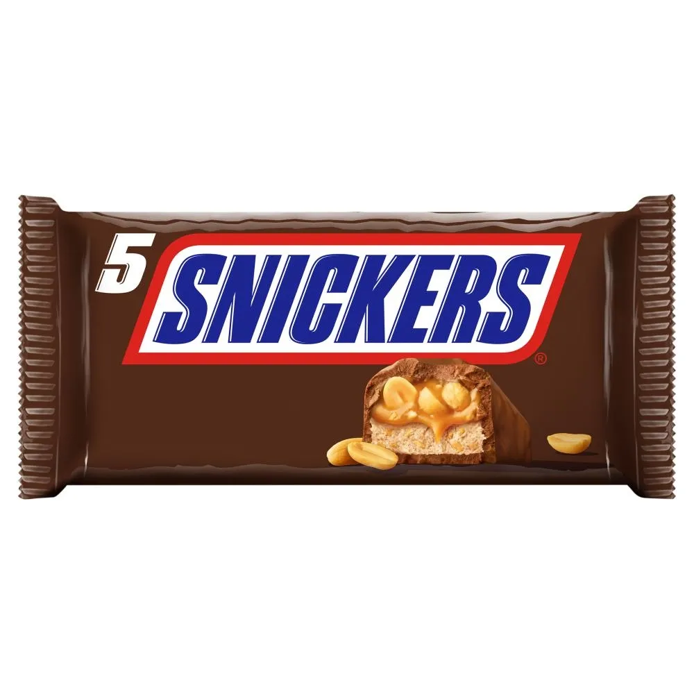 Snickers Czekolada mleczna z nugatem i nadzieniem karmelowym z orzeszkami ziemnymi 250 g (5 x 50 g)