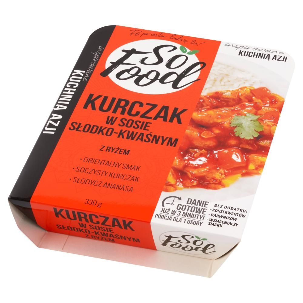 So Food Inspirowane Kuchnią Azji Kurczak w sosie słodko-kwaśnym z ryżem 330 g