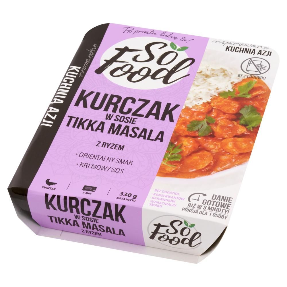 So Food Inspirowane Kuchnią Azji Kurczak w sosie tikka masala z ryżem 330 g