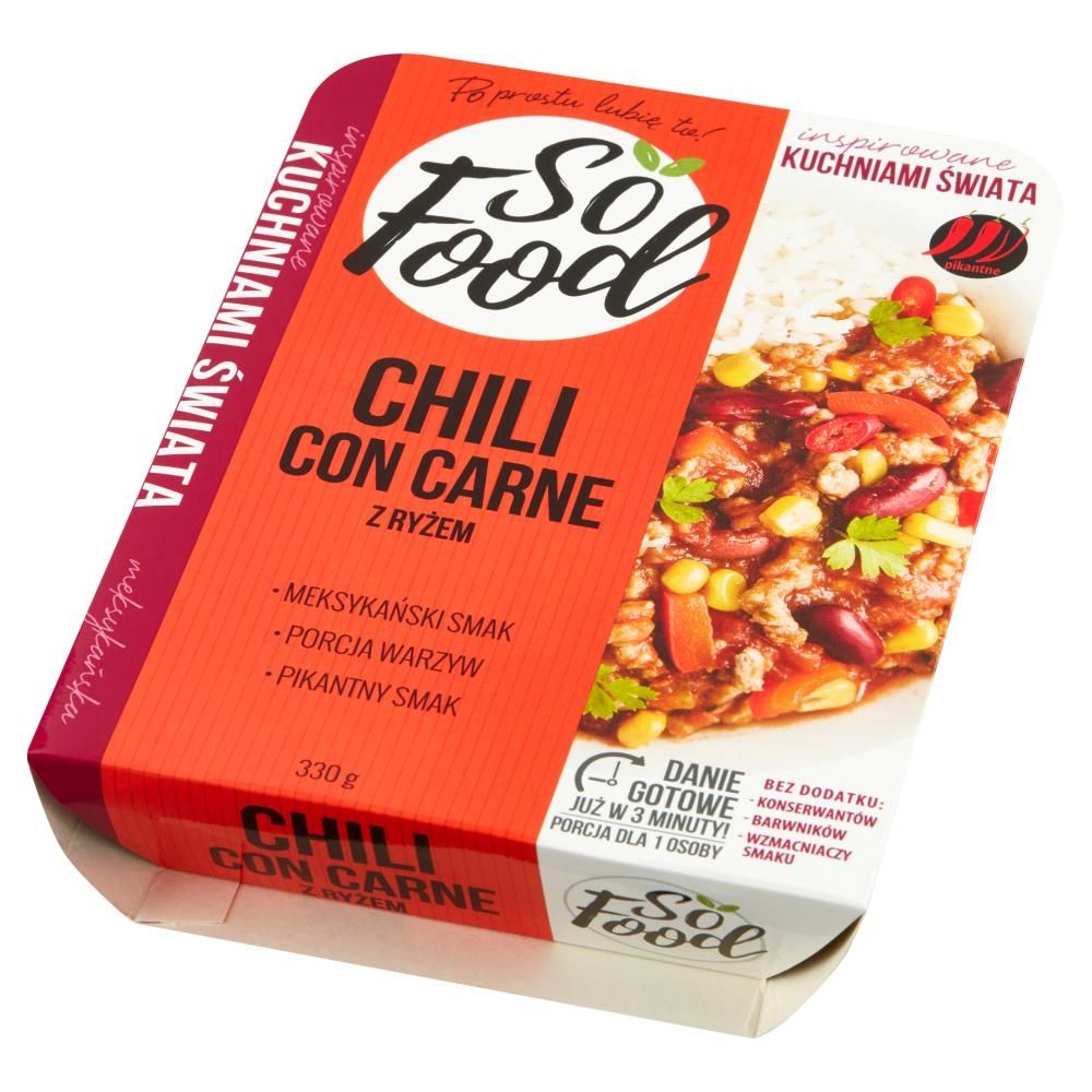 So Food Inspirowane Kuchniami Świata Chili con carne z ryżem 330 g