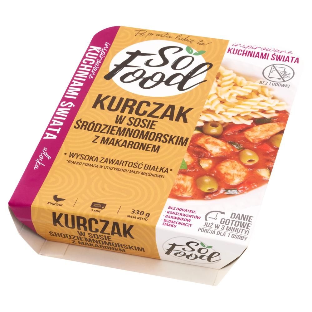 So Food Inspirowane Kuchniami Świata Kurczak w sosie śródziemnomorskim z makaronem 330 g