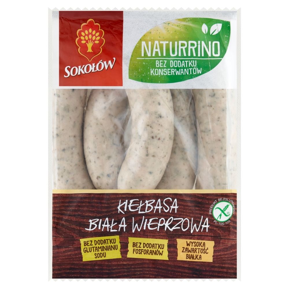 Sokołów Naturrino Kiełbasa biała wieprzowa 520 g