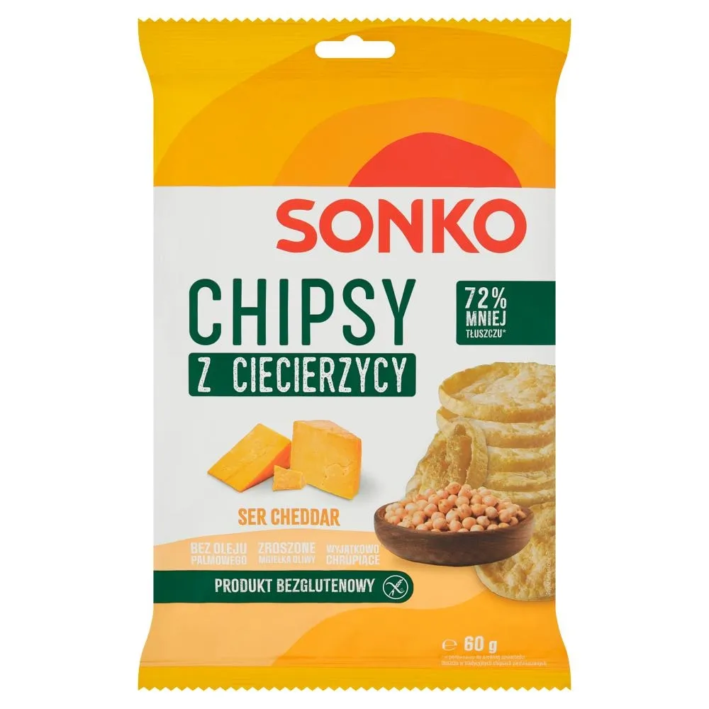 Sonko Chipsy z ciecierzycy ser cheddar 60 g