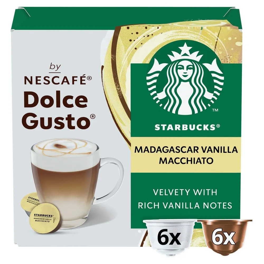 STARBUCKS by NESCAFÉ Dolce Gusto Vanilla Macchiato Kawa w kapsułkach 132 g (6 x 16,5 g i 6 x 5,5 g)