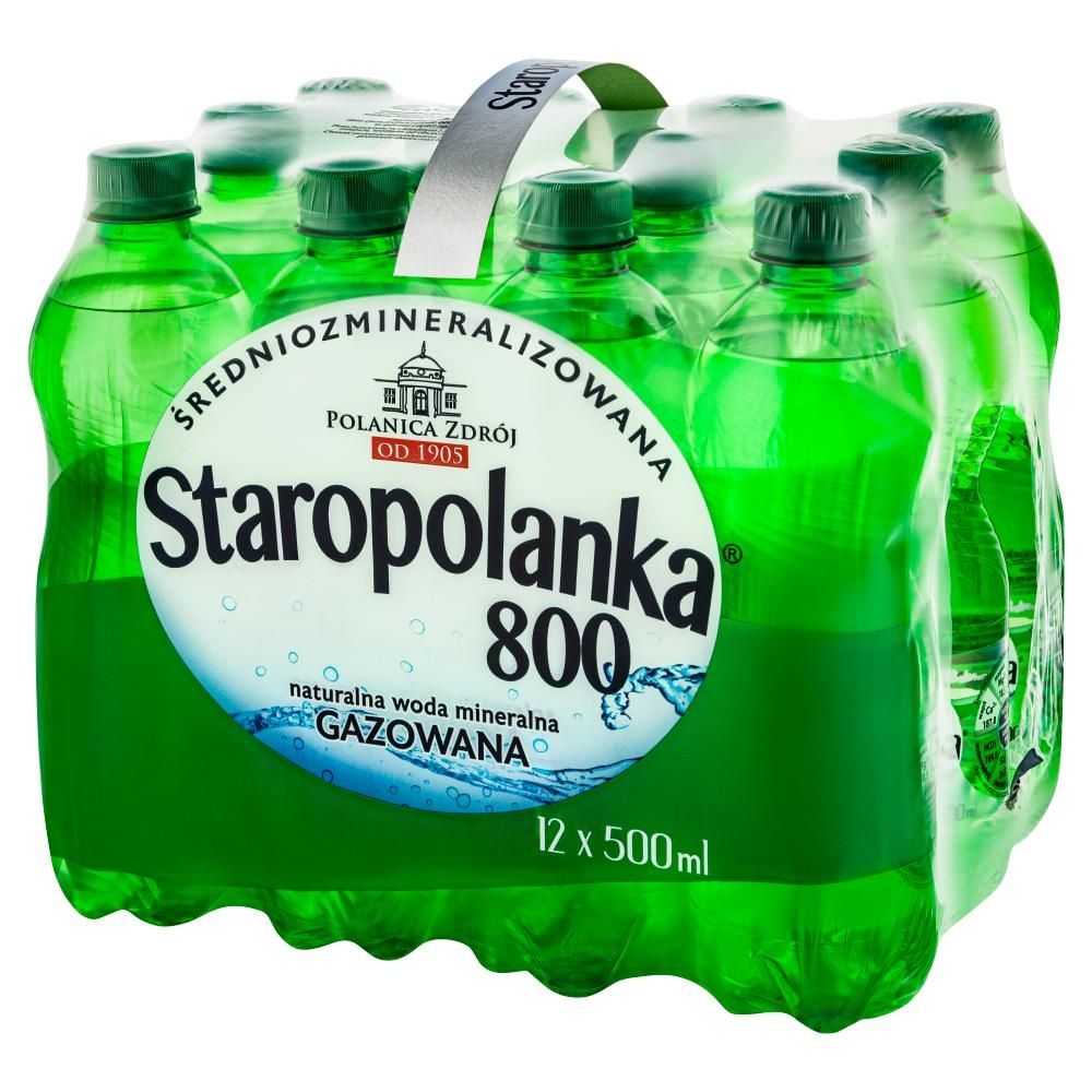 Staropolanka 800 Naturalna woda mineralna średniozmineralizowana gazowana 12 x 500 ml