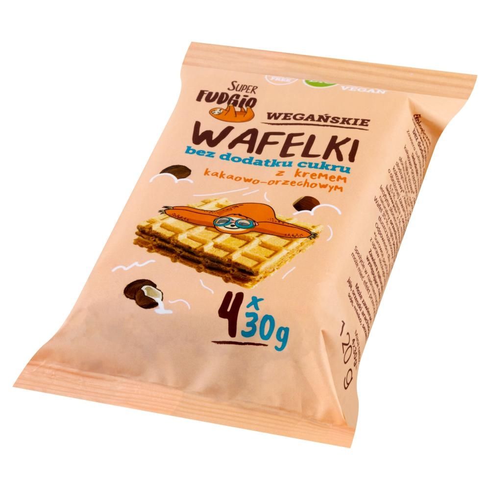 Super Fudgio Wegańskie wafelki bez dodatku cukru z kremem kakaowo-orzechowym 120 g (4 x 30 g)