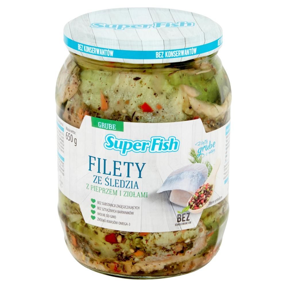 SuperFish Filety ze śledzia z pieprzem i ziołami 650 g