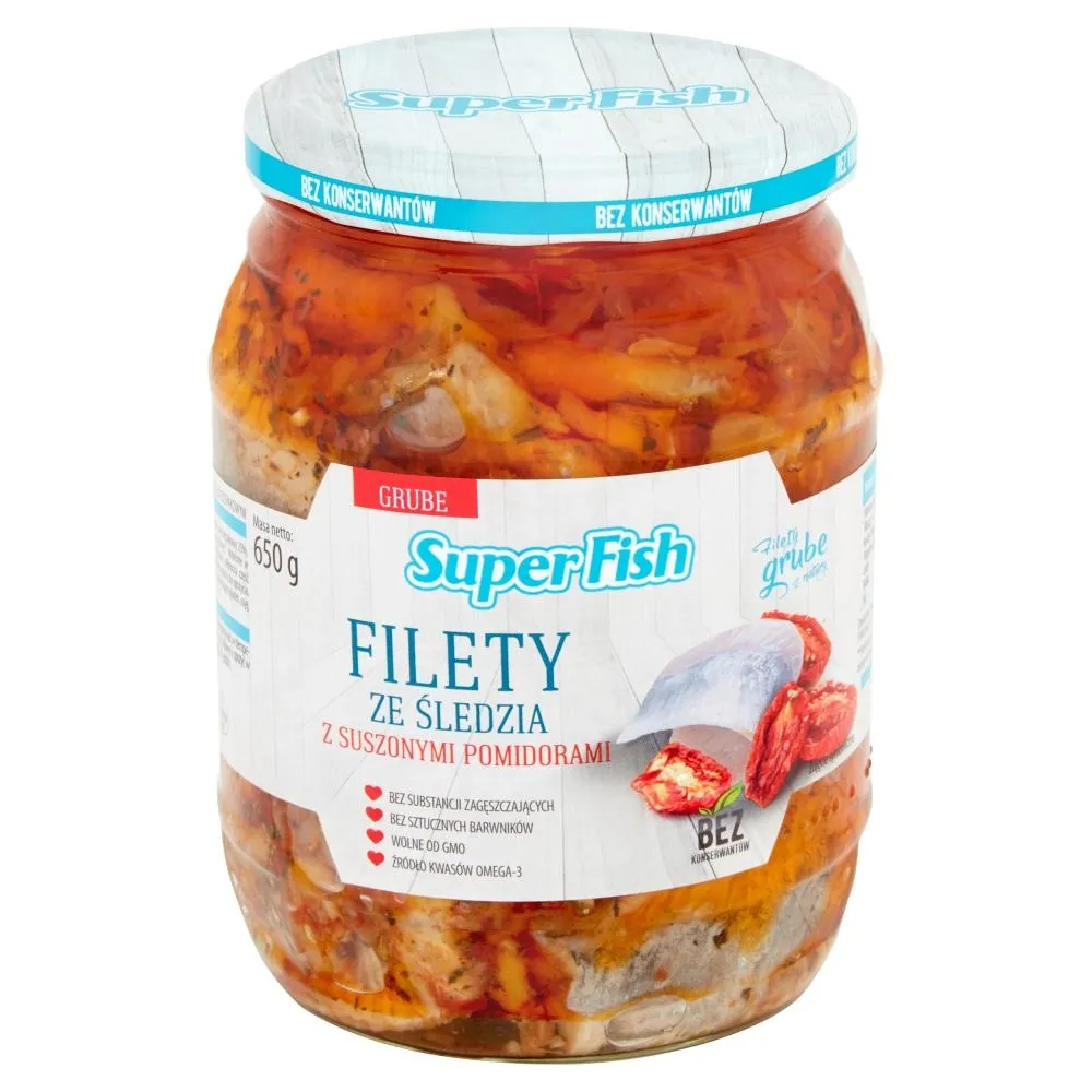 SuperFish Filety ze śledzia z suszonymi pomidorami 650 g