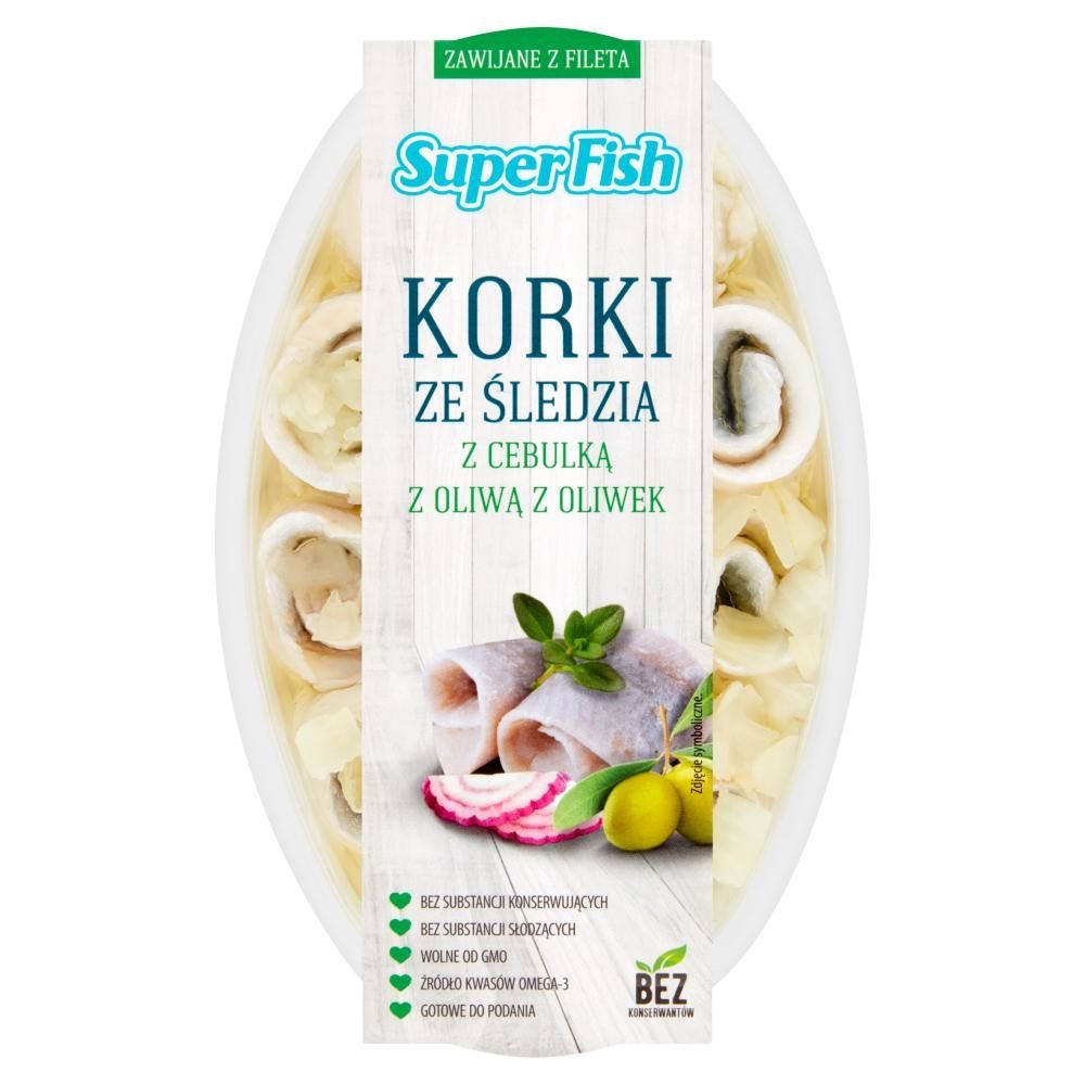 SuperFish Korki ze śledzia z cebulką z oliwą z oliwek 250 g