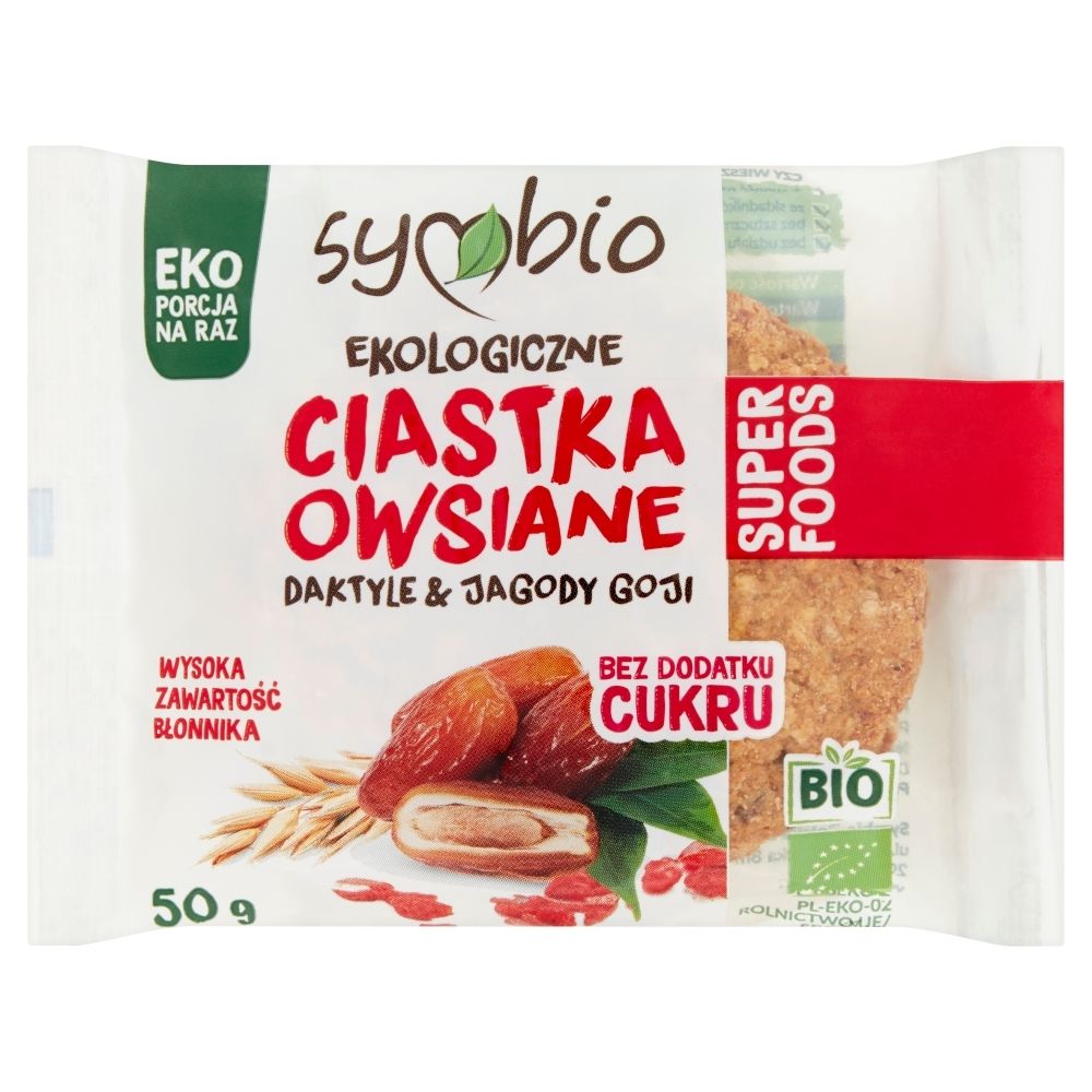 Symbio Ciastka owsiane ekologiczne daktyle & jagody goji 50 g