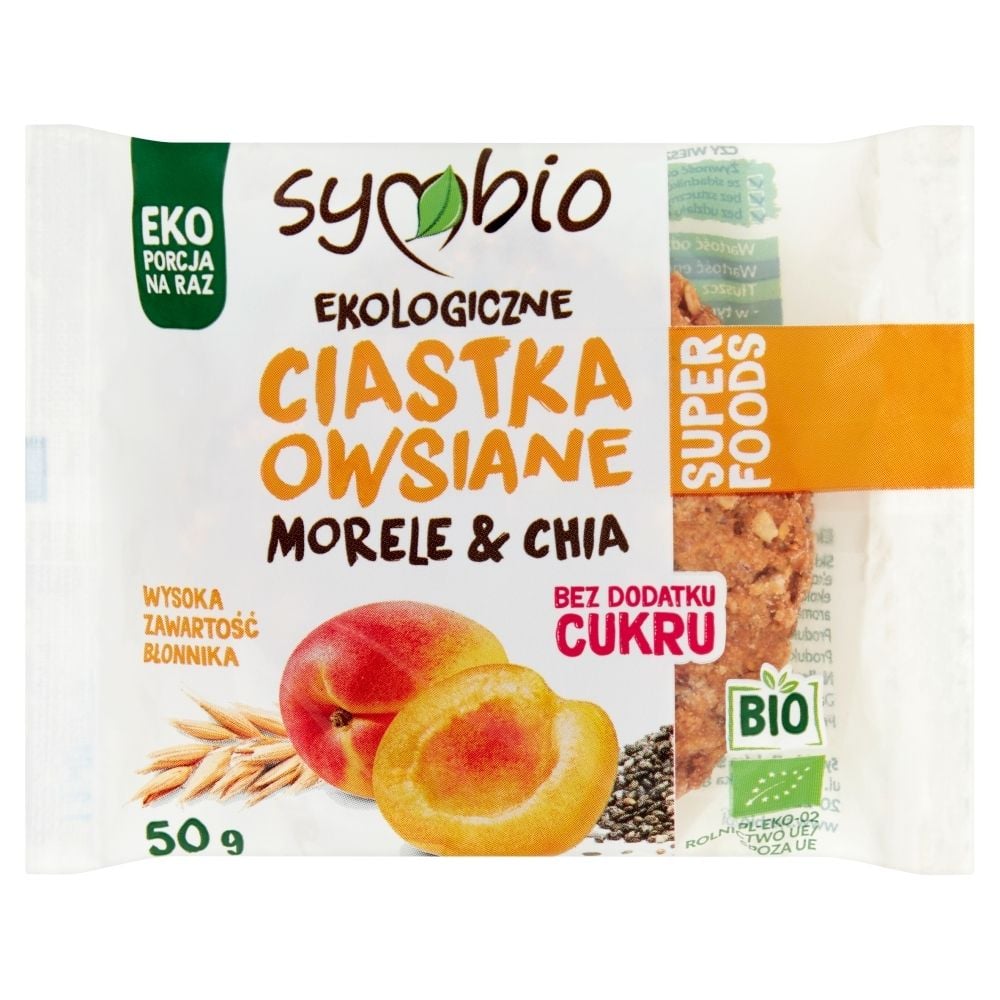 Symbio Ciastka owsiane ekologiczne morele & chia 50 g