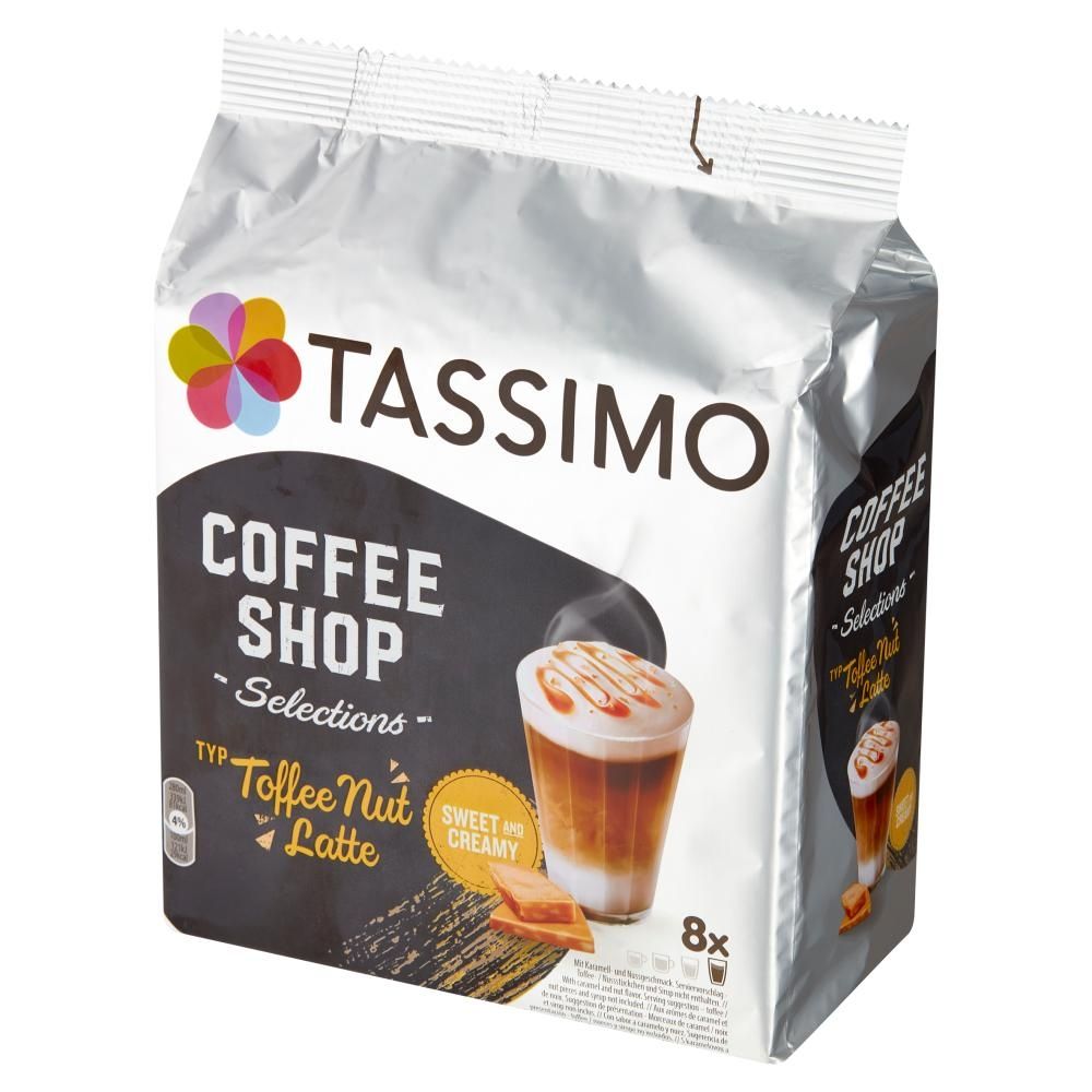 Tassimo Coffee Shop Selections Toffee Nut Latte Kawa mielona 8 sztuk i śmietanka 8 sztuk 268 g