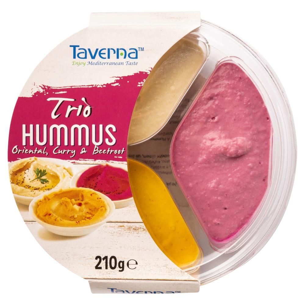 Taverna Trio Hummus Oriental Curry & Beetroot 210 g