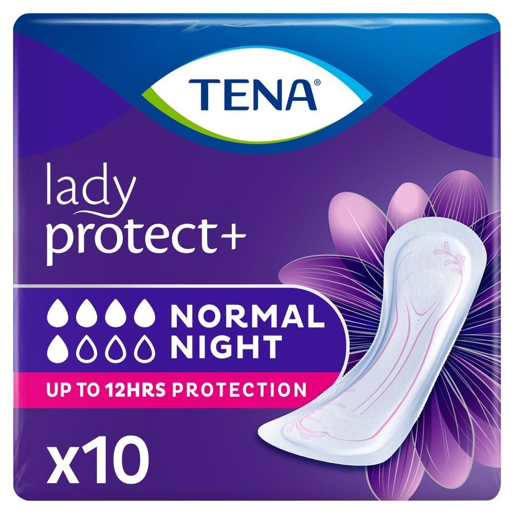 TENA Lady Protect+ Normal Night Specjalistyczne podpaski na noc 10 sztuk