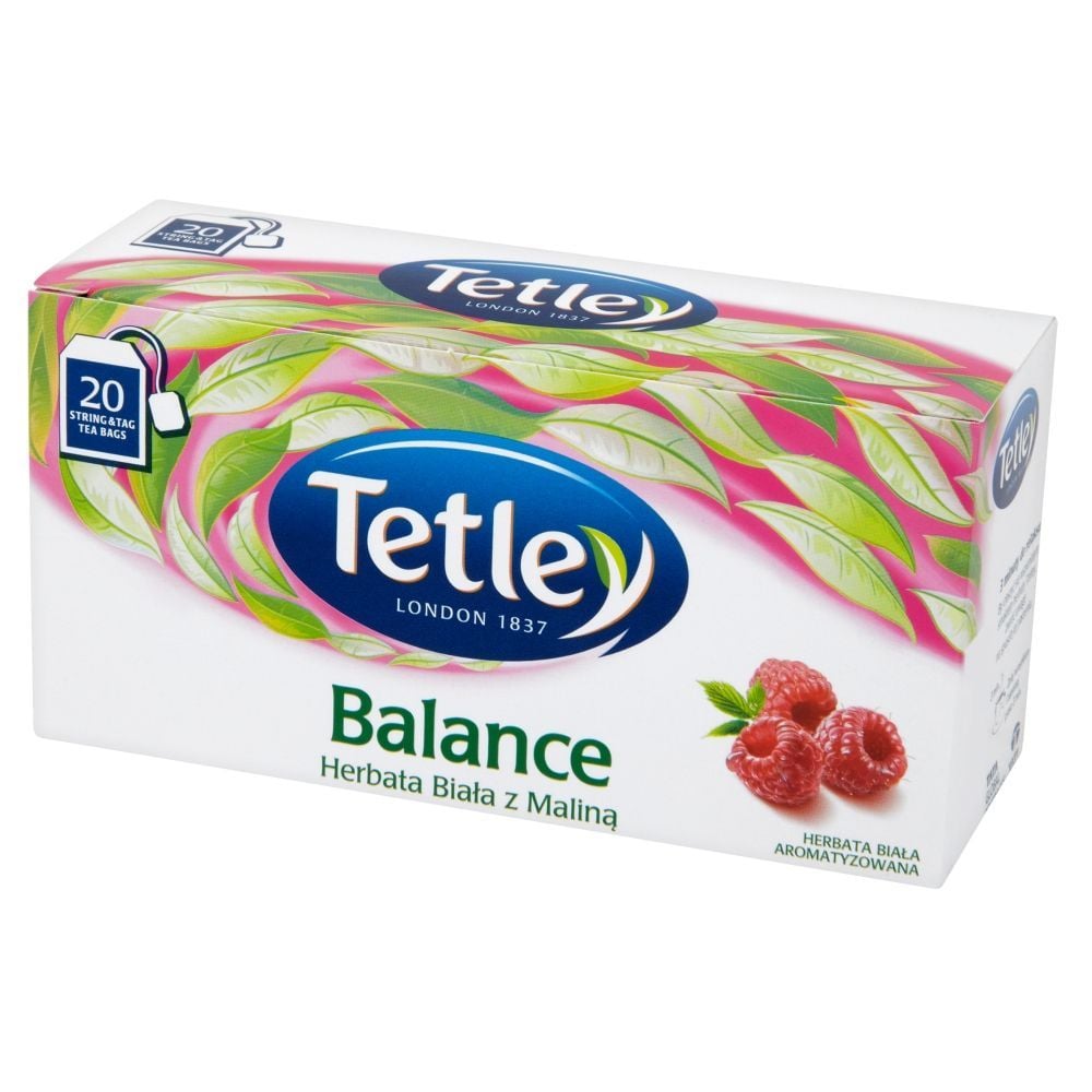 Tetley Balance Herbata Biała z Maliną aromatyzowana 30 g (20 torebek)