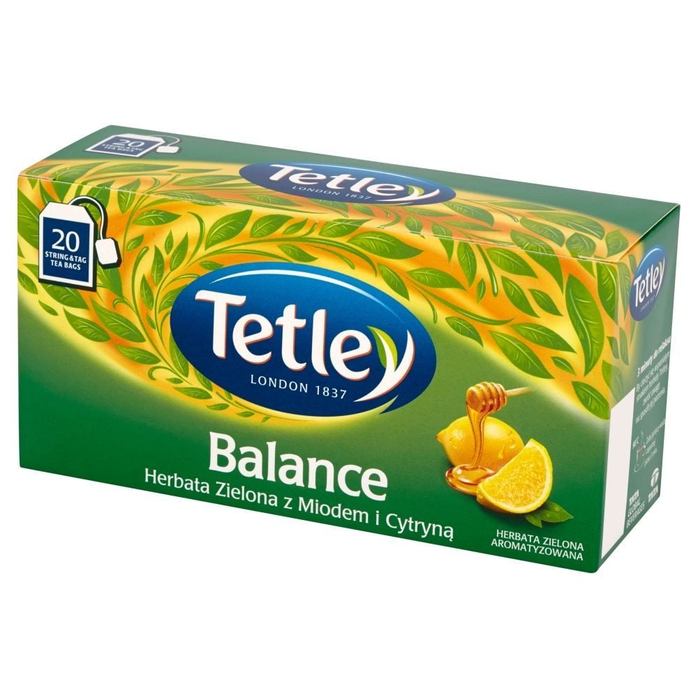 Tetley Balance Herbata Zielona z Miodem i Cytryną aromatyzowana 30 g (20 torebek)