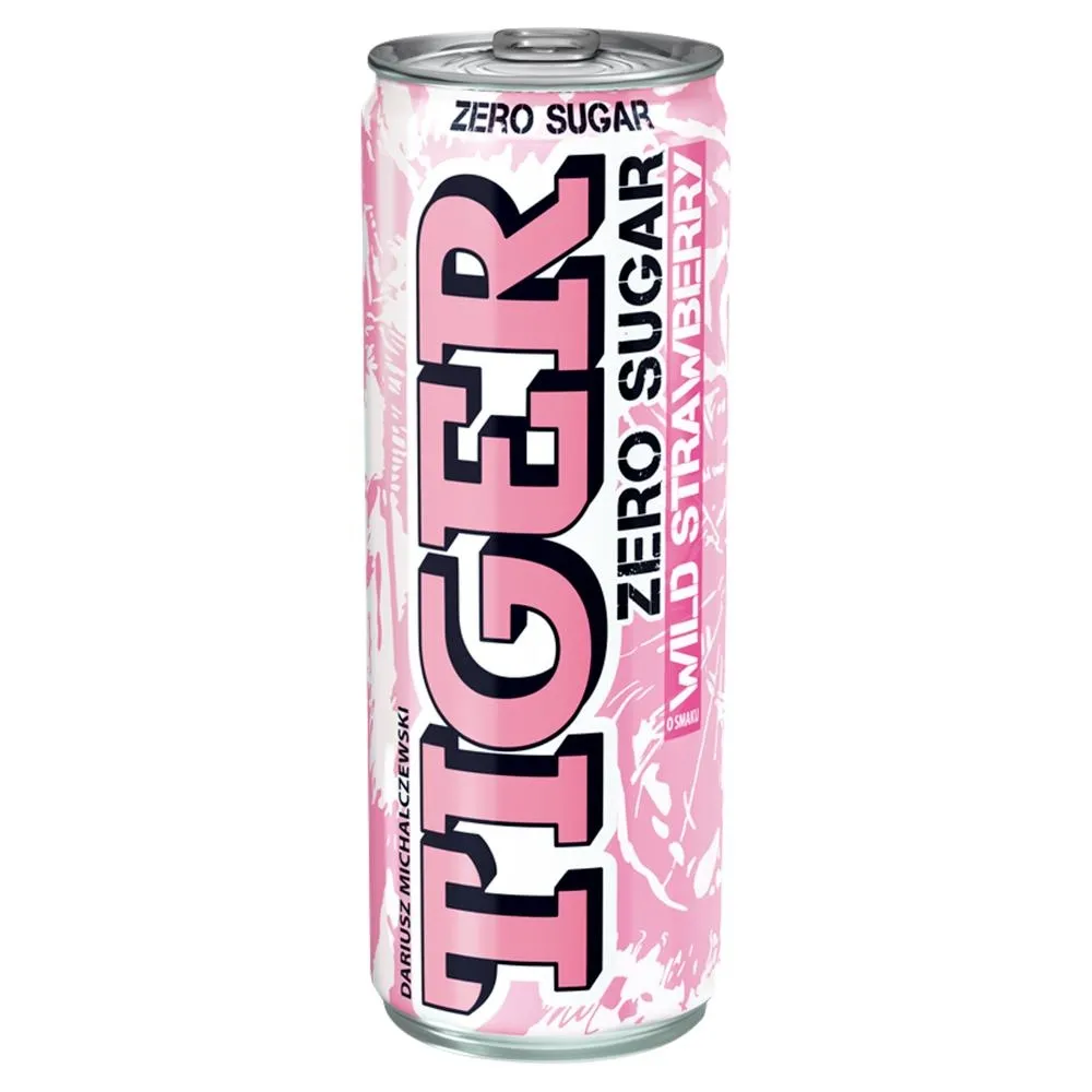 Tiger Zero Sugar Gazowany napój energetyzujący o smaku Wild Strawberry 250 ml