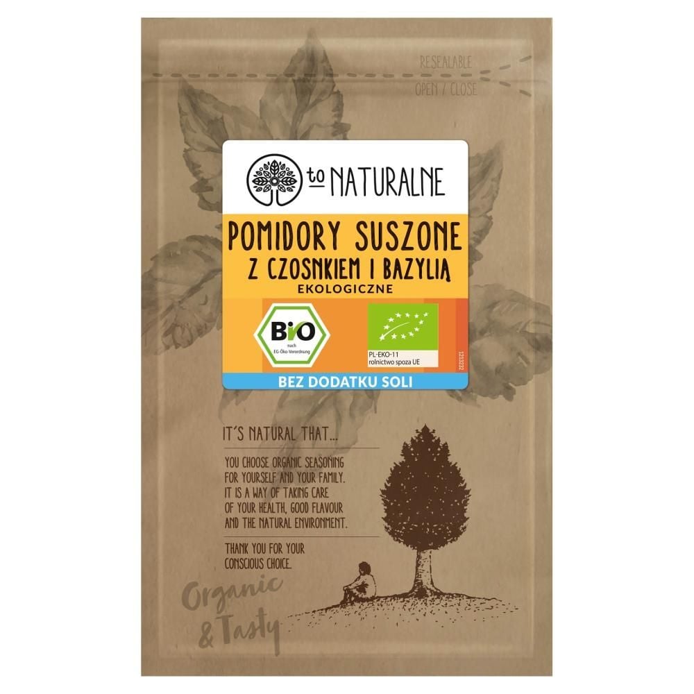 To Naturalne Pomidory suszone z czosnkiem i bazylią ekologiczne 20 g