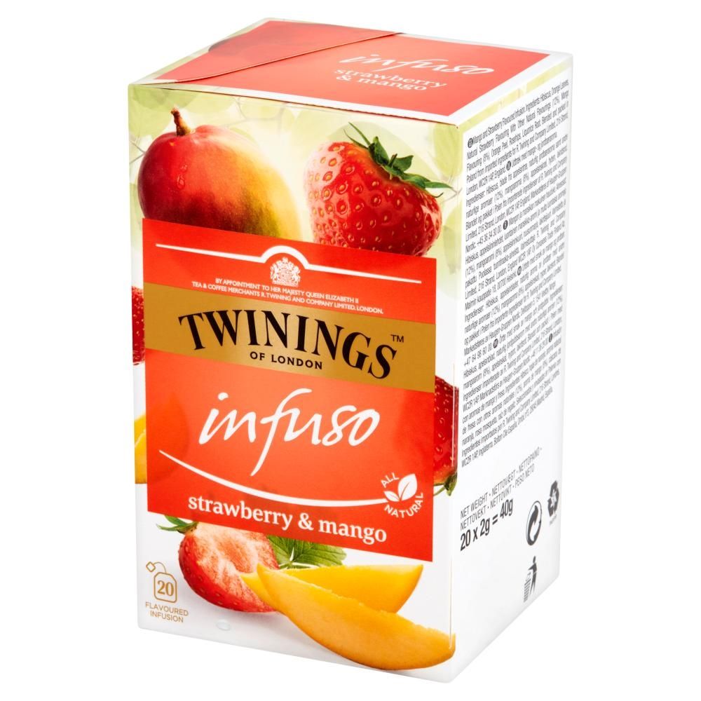 Twinings Infuso Herbatka ziołowo-owocowa o smaku mango i truskawki 40 g (20 saszetek)