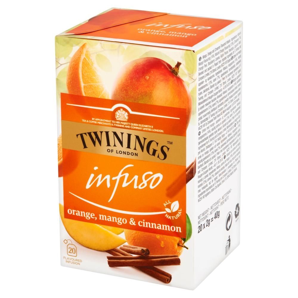 Twinings Infuso Herbatka ziołowo-owocowa o smaku mango pomarańczy i cynamonu 40 g (20 saszetek)