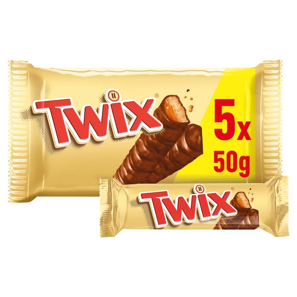 Twix Ciasteczka oblane karmelem i mleczną czekoladą 250 g (5x (2 x 25g))