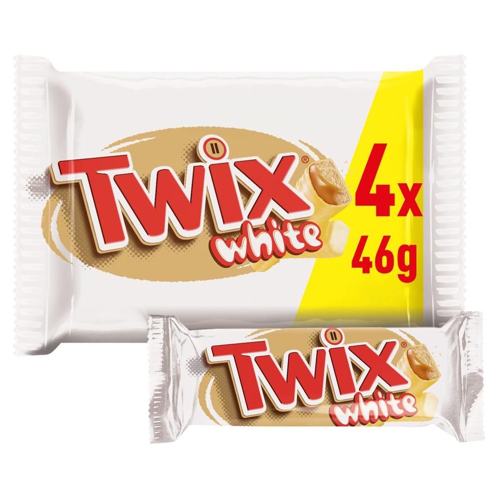 Twix White Ciasteczka oblane karmelem i białą czekoladą 184 g (4 x (2 x 23 g))