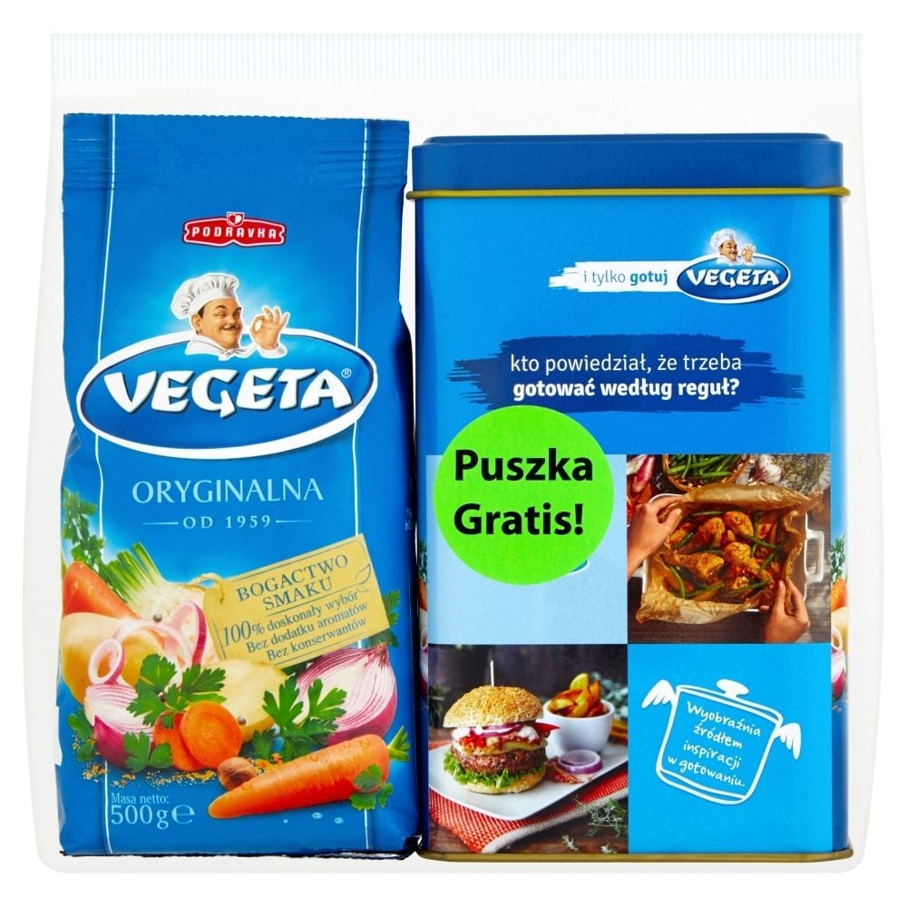 Vegeta Zestaw z puszką Przyprawa warzywna do potraw 500 g