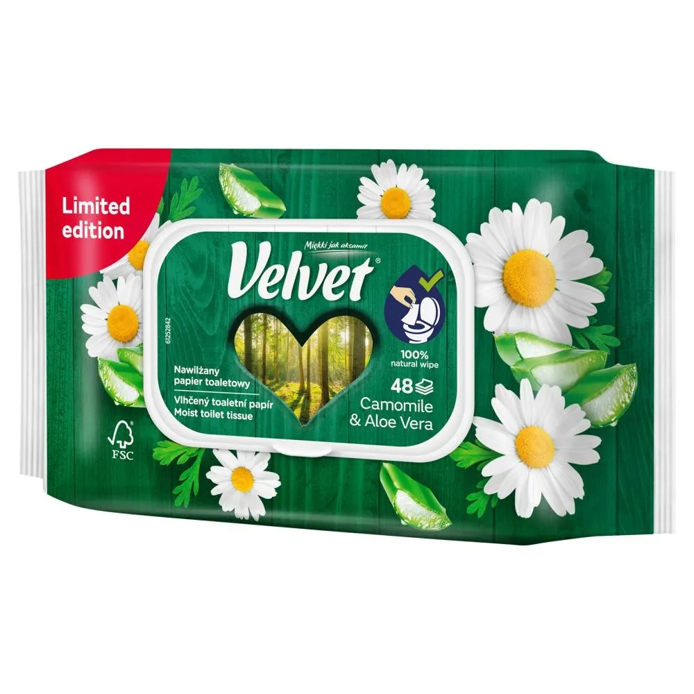 Velvet Camomile & Aloe Vera Nawilżany papier toaletowy 48 sztuk