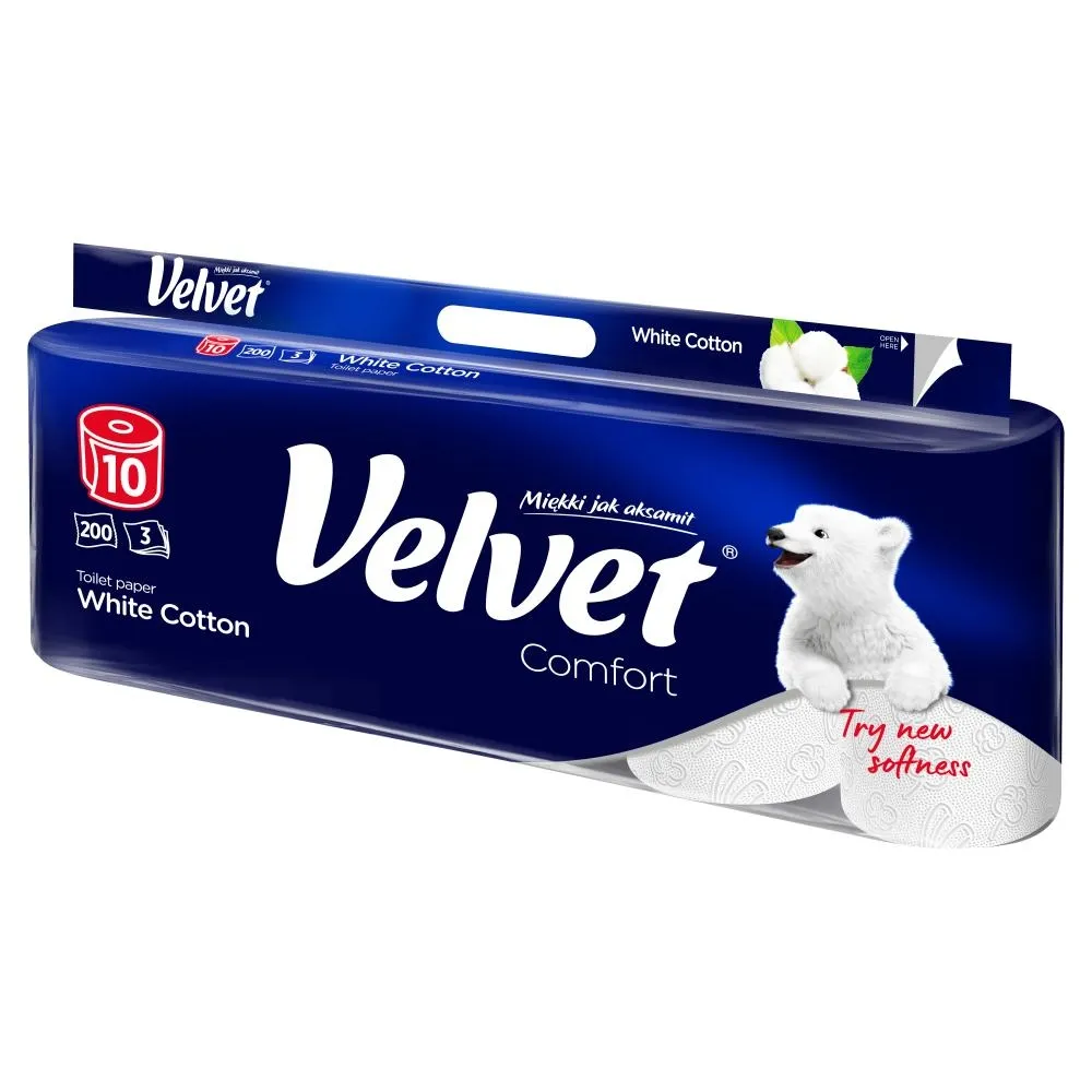 Velvet Comfort White Cotton Papier toaletowy 10 rolek