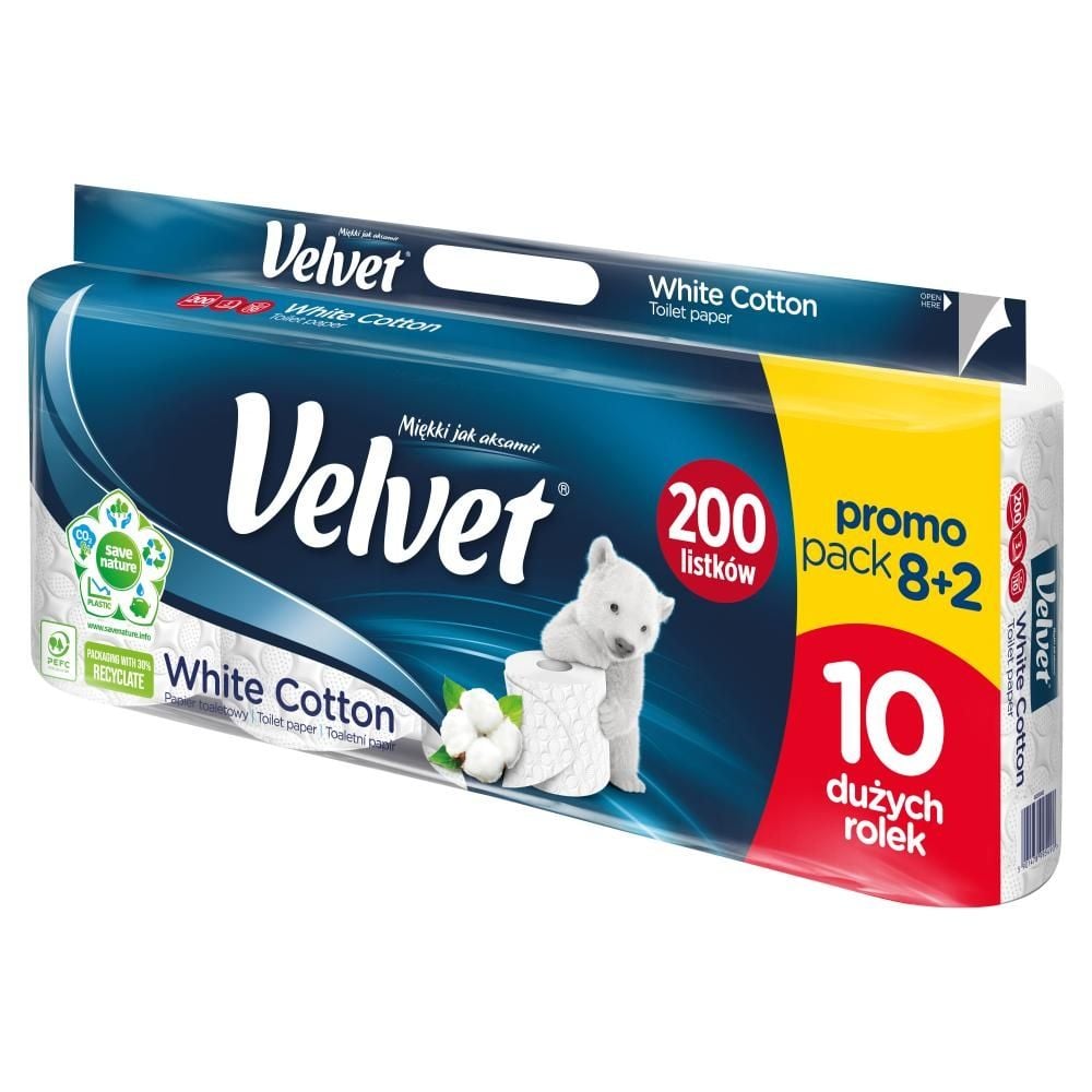 Velvet White Cotton Papier toaletowy 10 rolek