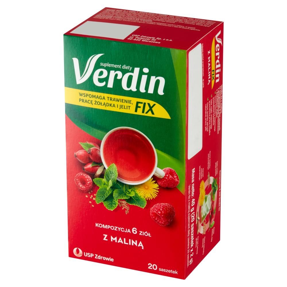 Verdin Fix Suplement diety kompozycja 6 ziół z maliną 40 g (20 x 2 g)