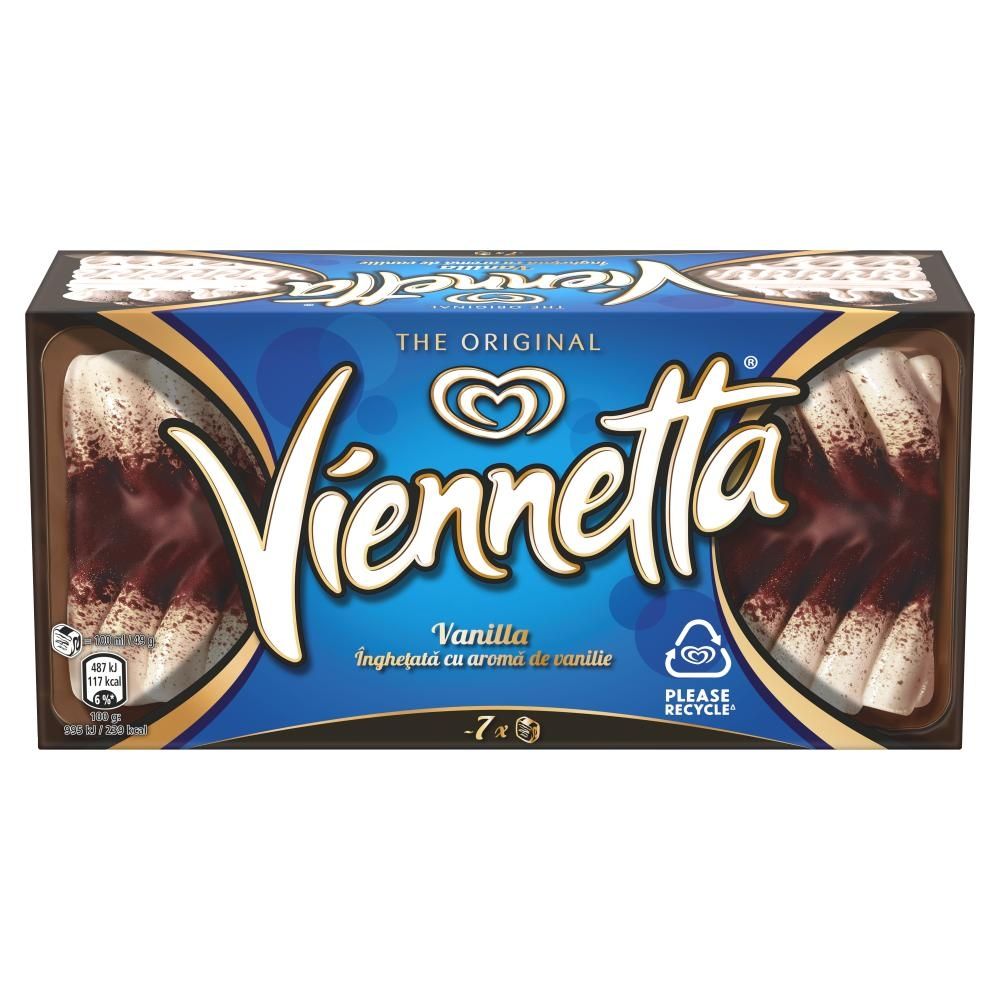 Viennetta Lody waniliowe przekładane kruchymi warstwami polewy o smaku czekoladowym 650 ml