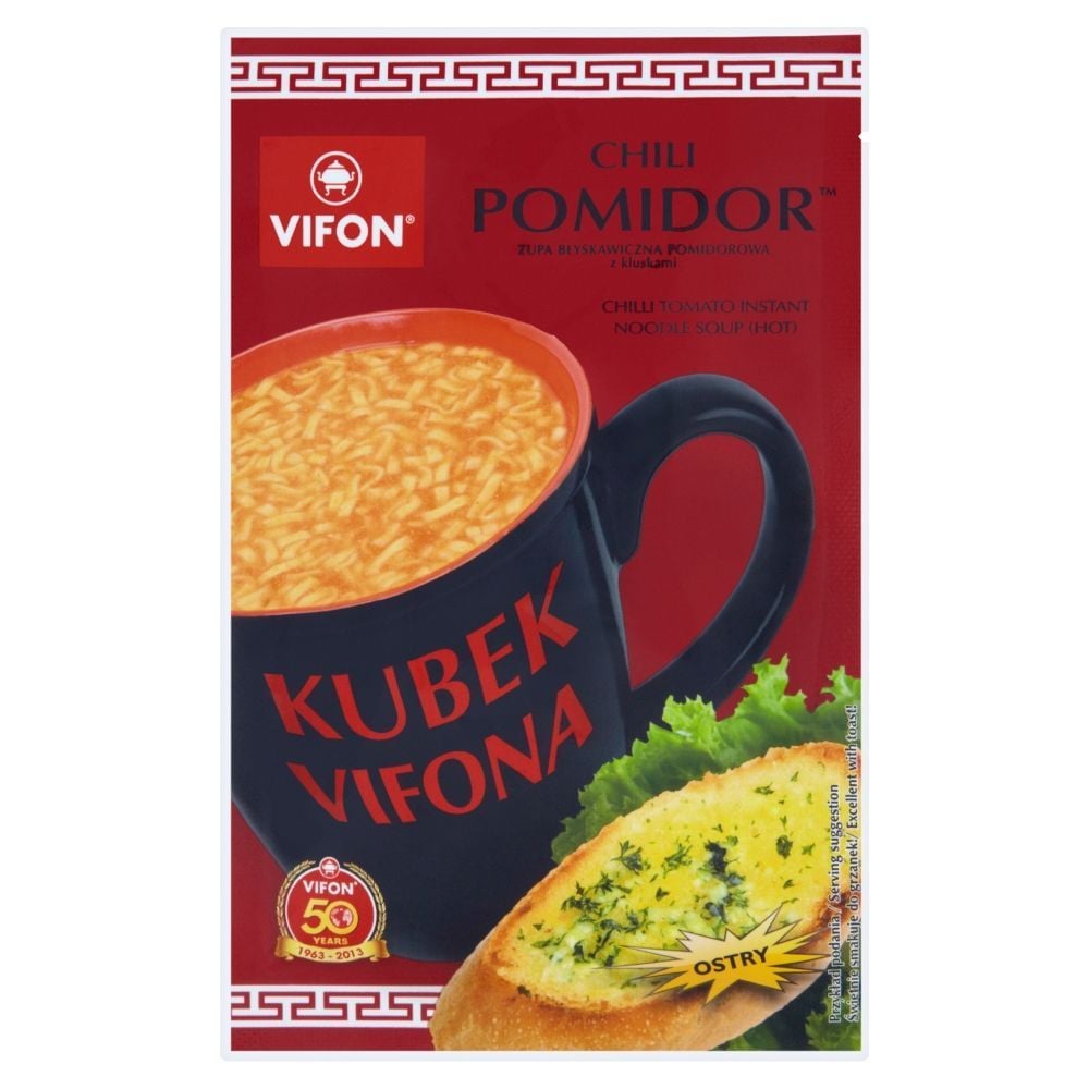 Vifon Kubek Vifona Chili Pomidor Zupa błyskawiczna pomidorowa z kluskami ostra 25 g