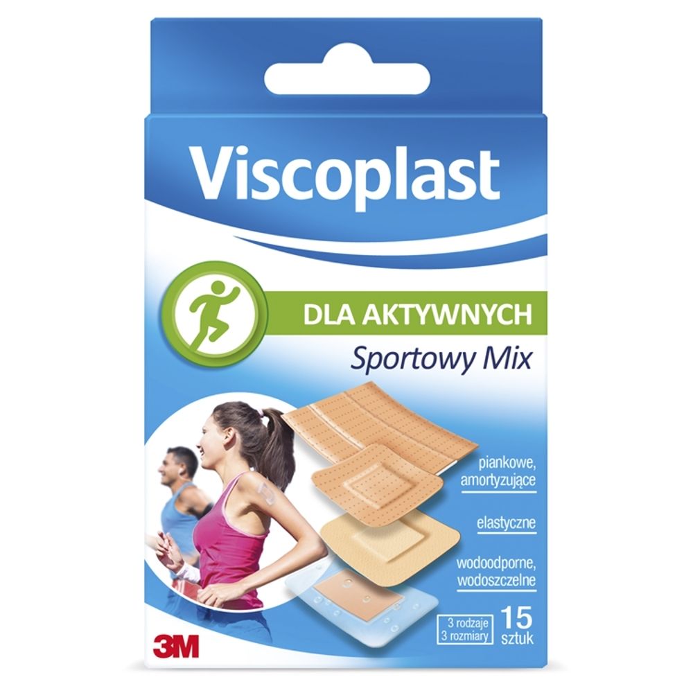 Viscoplast Zestaw plastrów sportowy mix 3 rozmiary 15 sztuk