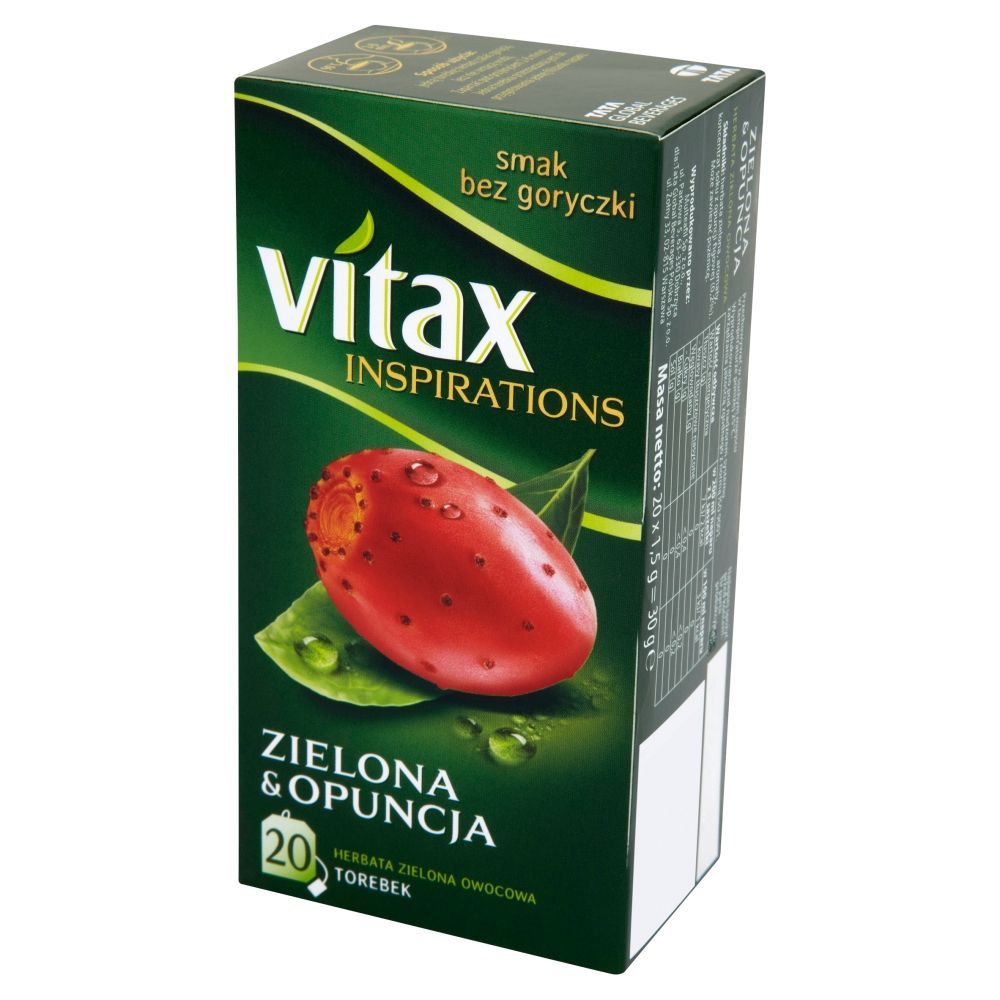 Vitax Inspirations Zielona and Opuncja Herbata zielona owocowa 30 g (20 torebek)