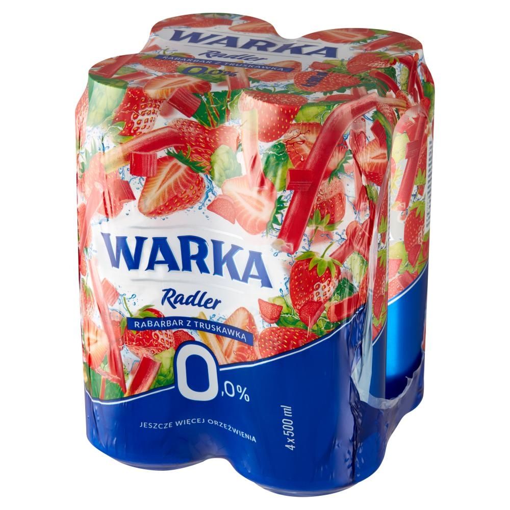 Warka Radler Bezalkoholowy napój piwny rabarbar z truskawką 4 x 500 ml