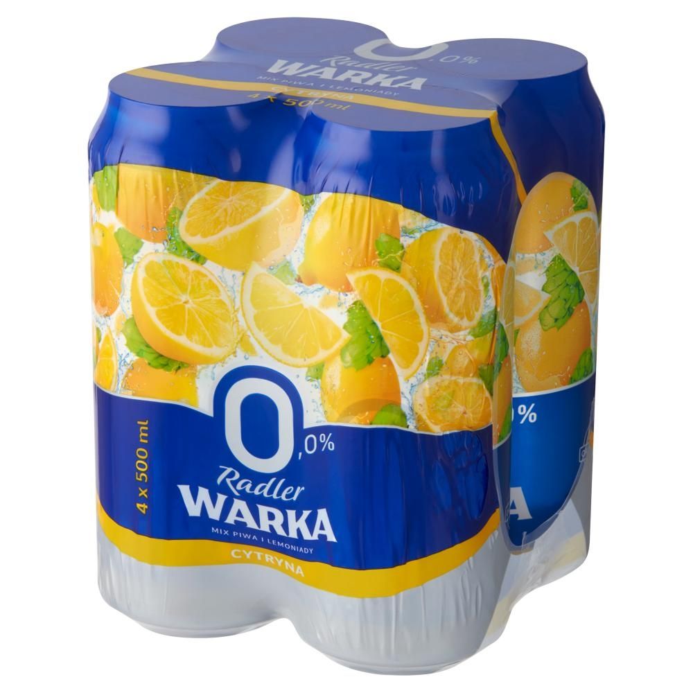 Warka Radler Piwo bezalkoholowe z lemoniadą o smaku cytrusowym 4 x 500 ml