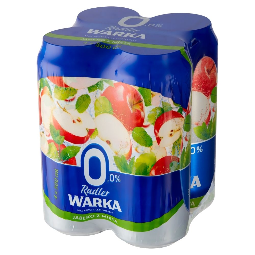 Warka Radler Piwo bezalkoholowe z lemoniadą o smaku jabłka z miętą 4 x 500 ml