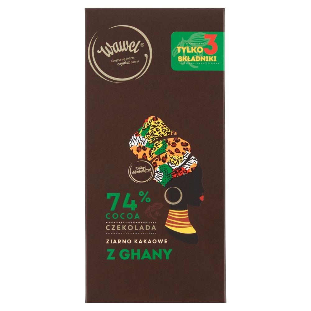 Wawel Czekolada 74% cocoa ziarno kakaowe z Ghany 100 g